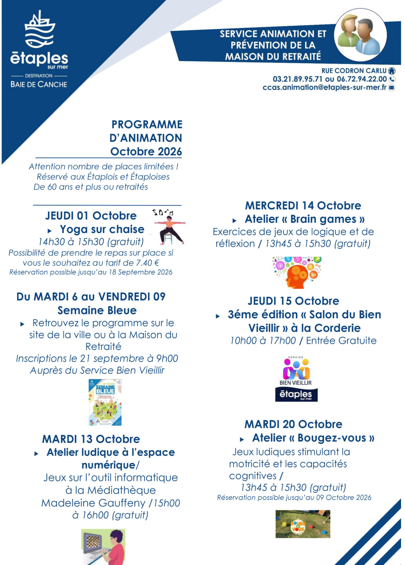 PROGRAMME D’ANIMATION DU SERVICE ANIMATION ET PRÉVENTION DE LA MAISON DU RETRAITÉ